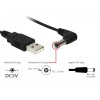 Кабель питания спиральный USB А - DC, 5.5*2.5*12, угловой, длина 1,2 м., черный (MKS-1318)