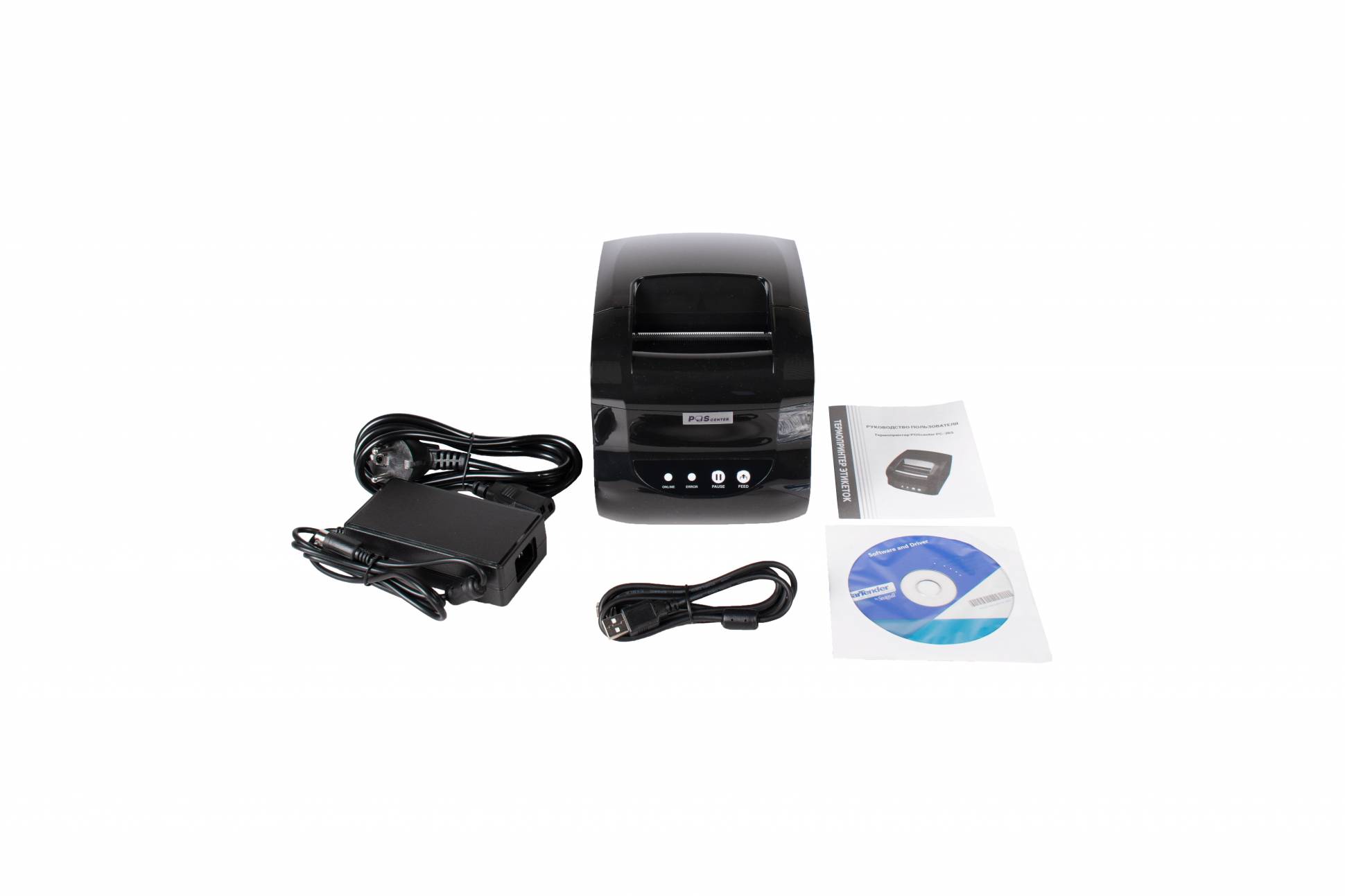 Принтер этикеток и чеков POScenter PC-365W (прямая термопечать, 3", USB+WIFI) черный артикул 3257 
