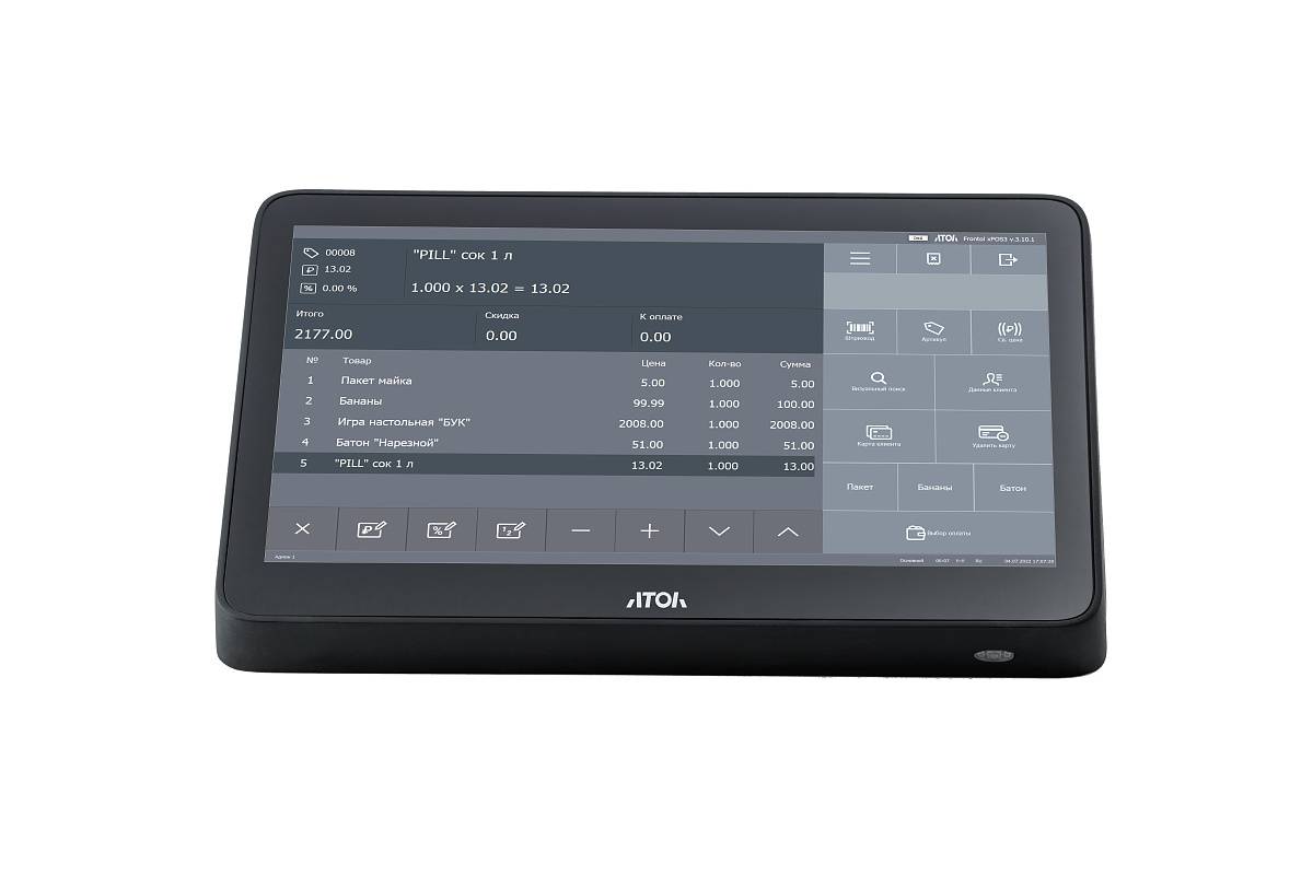 POS-терминал АТОЛ Optima V7 Lite без ОС с АКБ 